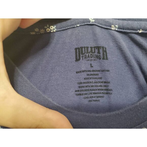 Duluth Trading Free Range Organic Cotton Microfloral Tee Shirt Dress Midi Maxi - Picture 3 of 6